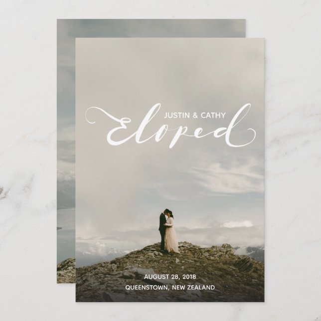 Anúncio de Casamento de Nomes Elografados Personal (Frente/Verso)