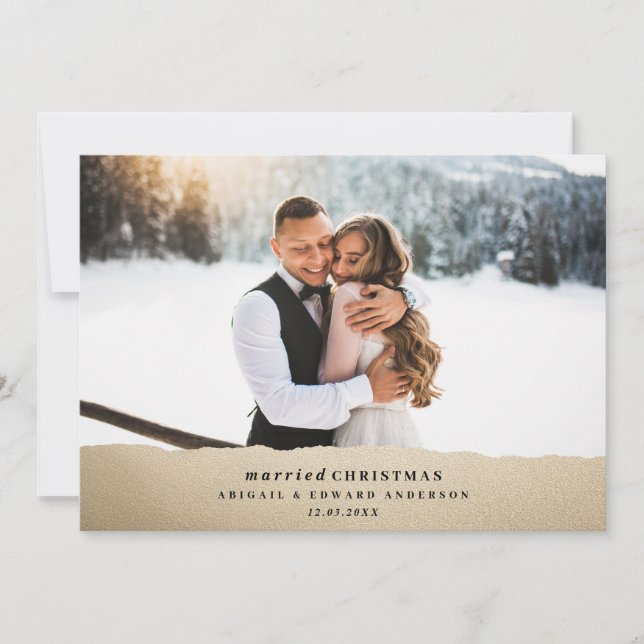 Anúncio de casamento de ouro de Natal casado (Frente)