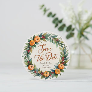 Anúncio de Casamento de Outono Rústico Salve a Dat