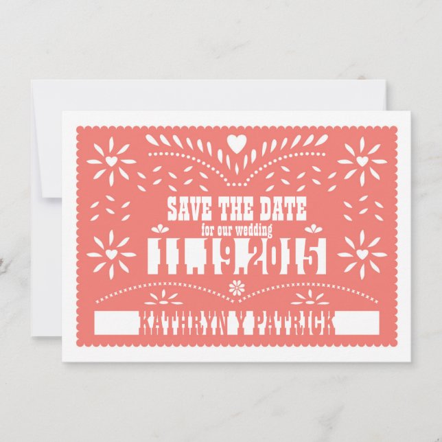 Anúncio de casamento de Papel Picado Save the Date (Frente)