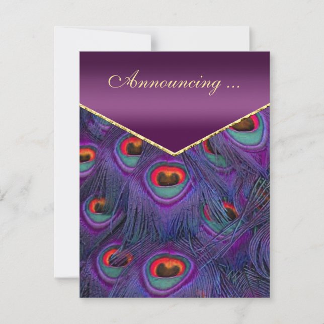 Anúncio de Casamento de Pavão Roxo Plum (Frente)
