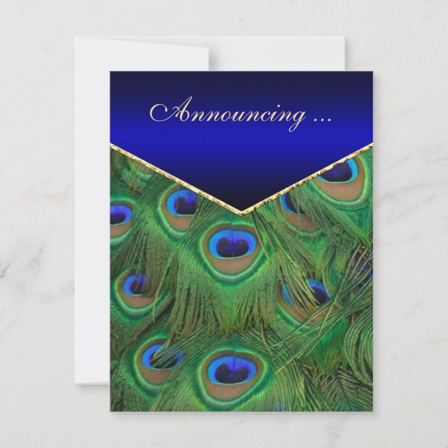 Anúncio de Casamento de Peacock Real Azul (Frente)