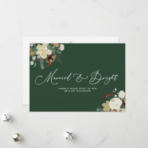 anúncio de casamento de recém-casados e brilhant