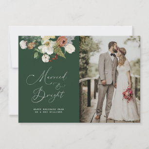 anúncio de casamento de recém-casados florais de