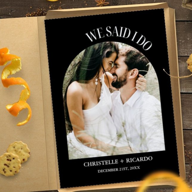 Anúncio de casamento discreto preto e branco elega (Criador carregado)