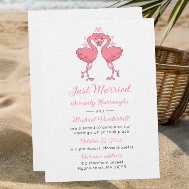 Anúncio de Casamento do Flamingo Rosa Tropical (Criador carregado)