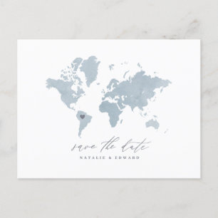 Anúncio de casamento do mapa do mundo com cores a