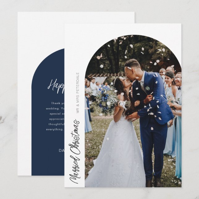 anúncio de casamento do natal de natal casado (Frente/Verso)