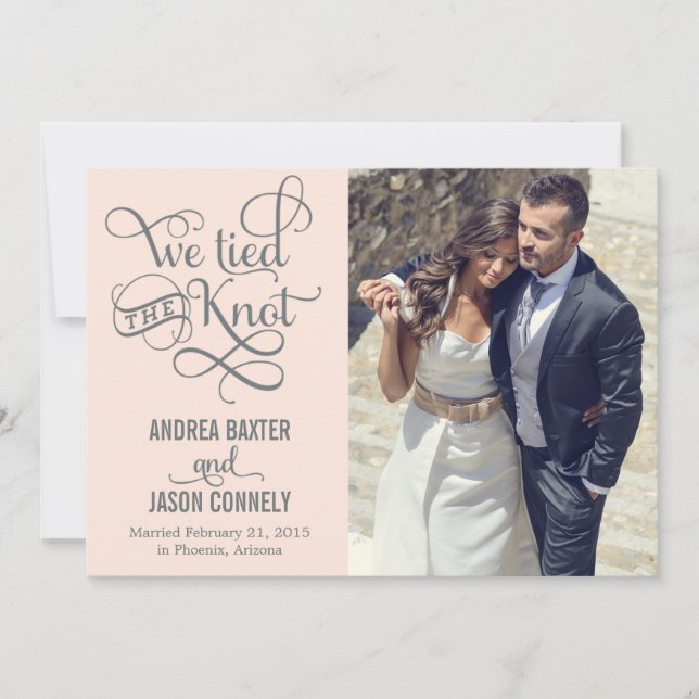 Anúncio de casamento do nó precioso - Pêssego leve (Frente)