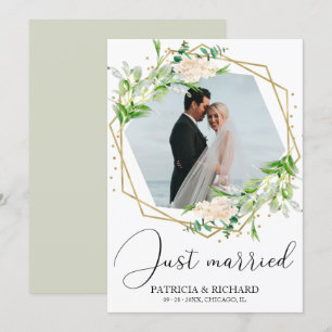 Anúncio de Casamento Elegante com Folhagens para F