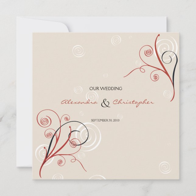 Anúncio de Casamento Elegante com Redemoinhos (Frente)