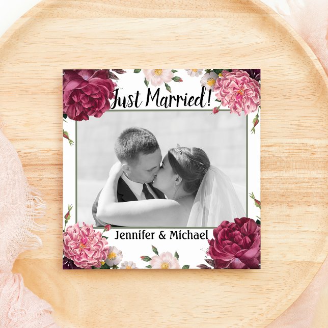 Anúncio de Casamento Elegante em Burgundy e Rosa (Criador carregado)