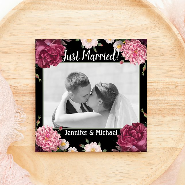 Anúncio de Casamento Elegante em Burgundy e Rosa (Criador carregado)