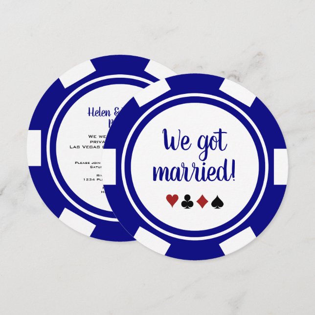 Anúncio de Casamento em Las Vegas Azul Marinho (Frente/Verso)