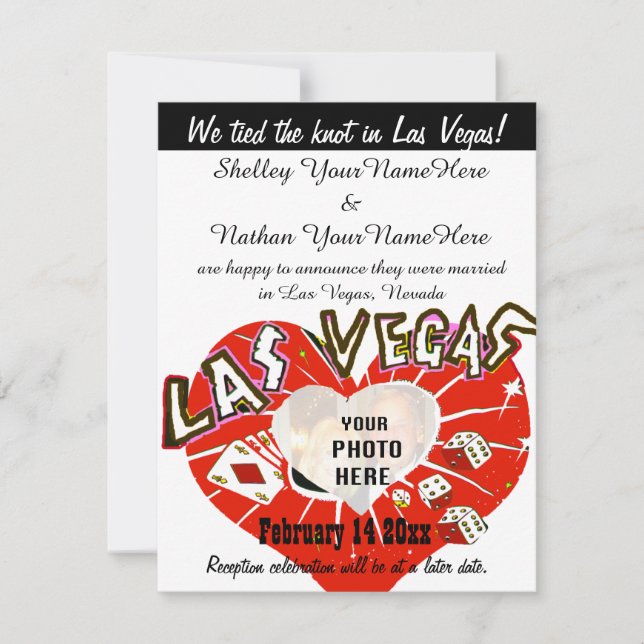 Anúncio de casamento em Las Vegas Vermelho Branco (Frente)