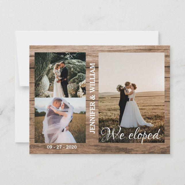 Anúncio de Casamento em Madeira com Colagem de Fot (Frente)