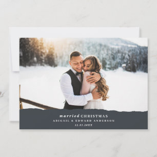 Anúncio de casamento em papel rasgado no Natal