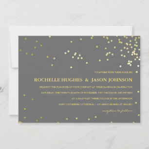 Anúncio de Casamento Faux Gold Foil Confetti