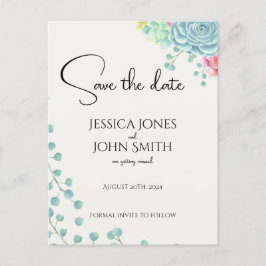 Anúncio de casamento floral com aquarela botânica