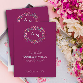 Anúncio de Casamento Floral de Intrato Vermelho Mo