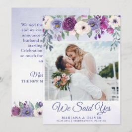 Anúncio de Casamento Floral Periwinkle Fuchsia