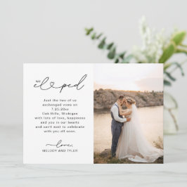 Anúncio de Casamento Fomos Fugir Script Cartão de 