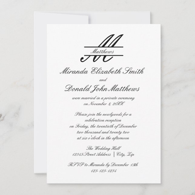 Anúncio de Casamento Formal Simples e Elegante (Frente)