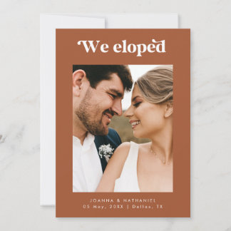Anúncio de Casamento Furtivo Retro Script Terracot