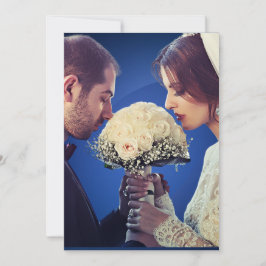 Anúncio de Casamento Glamouroso em Azul e Dourado