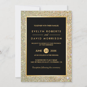 Anúncio de casamento Glitter Dourado Elegante bri
