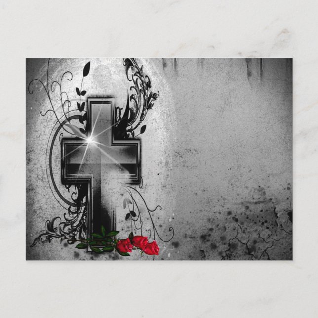 Anúncio de casamento Gótico de Fé e Rosas (Frente)