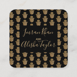 Anúncio de Casamento Indiano Dourado Hamsa Henna