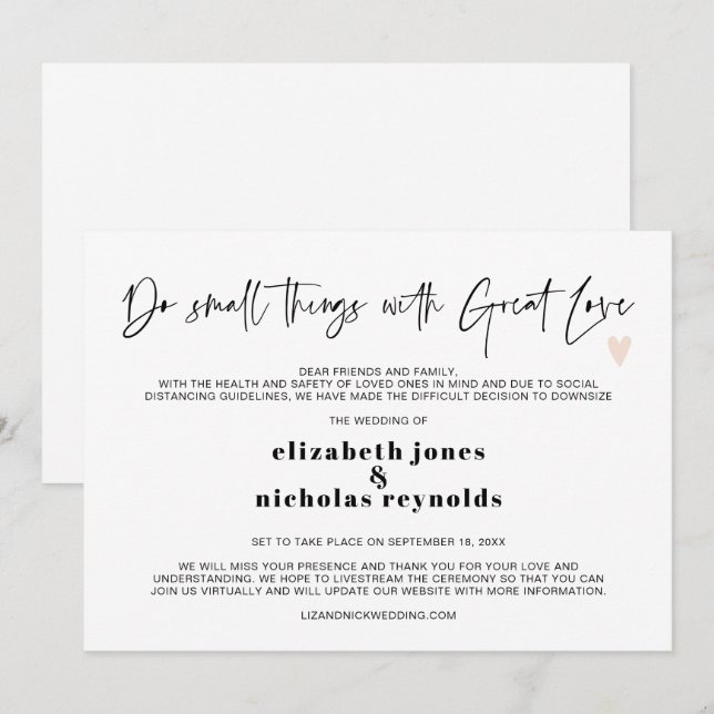 Anúncio de Casamento Micro Minimal Reduzido (Frente/Verso)