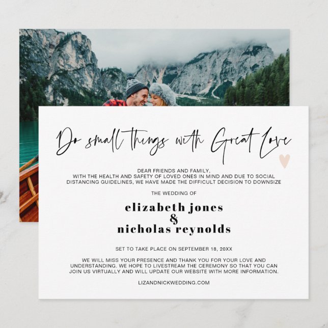 Anúncio de casamento minimalista com foto (Frente/Verso)