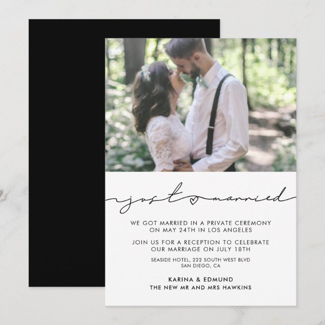 Anúncio de casamento minimalista moderno manuscrit (Frente/Verso)