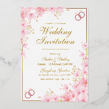 Anúncio de Casamento Moderno Branco e Rosa