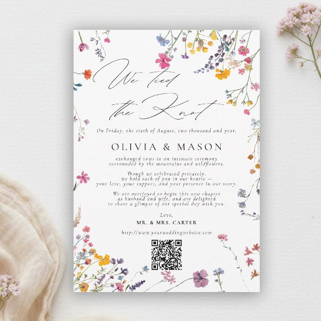Anúncio de Casamento Moderno e Chic para Jardim de (wildflower wedding announcement watercolor garden backyard barn summer spring elegant romantic)