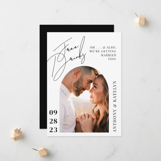 Anúncio de Casamento Moderno Fofo e Divertido (Frente/Verso In Situ)
