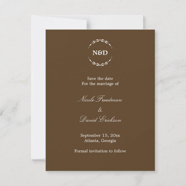 Anúncio de casamento monograma de grinalda simples (Frente)