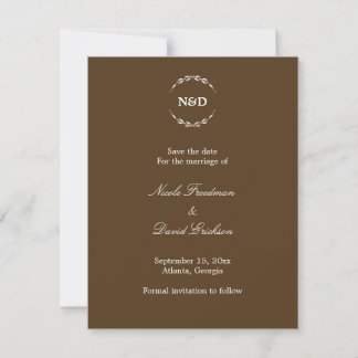 Anúncio de casamento monograma de grinalda simples