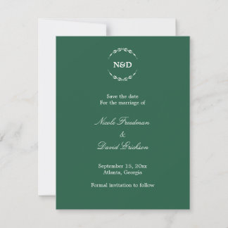 Anúncio de casamento monograma de grinalda simples