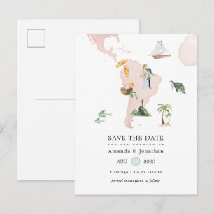 Anúncio de Casamento no Rio de Destino com Mapa em