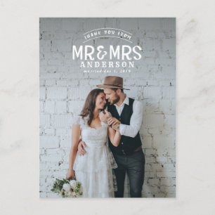 Anúncio de casamento obrigado foto rústica