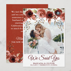 Anúncio de Casamento Outono Mix Floral Aquarela