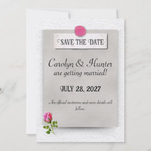 Anúncio de Casamento Pink Rosebud Save the Date