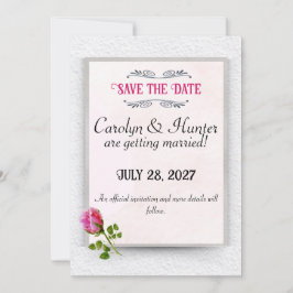 Anúncio de Casamento Pink Rosebud Save the Date