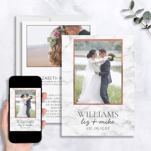 Anúncio de Casamento Recepção Foto Mármore Cobre