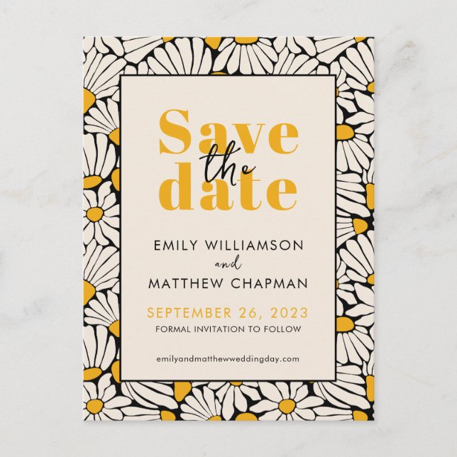 Anúncio de casamento Retro Floral Save the Date (Frente)