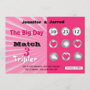 Anúncio de Casamento Riscado de Loteria Divertido