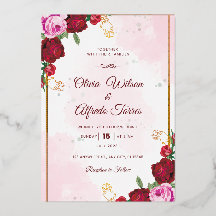 Anúncio de Casamento Rosa e Vermelho Elegante